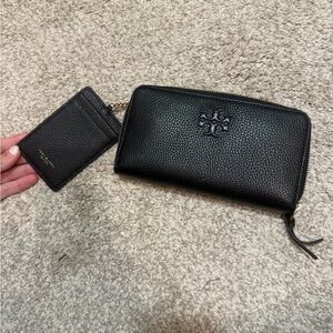 Tory Burch Black Leather Wallet and Card Holder